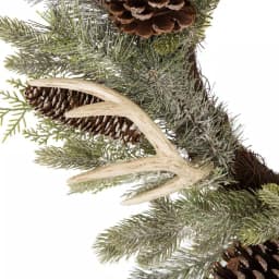 Glitzhome 24 in. Flocked Pinecone and Antler Artificial Christmas Wreath thumbnail 4
