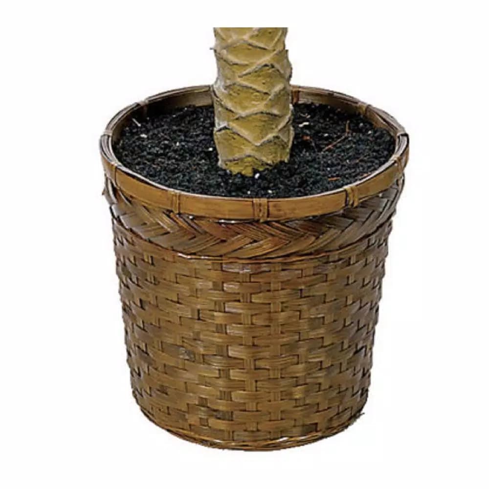 Nearly Natural 6 ft. Sago Palm Silk Tree with Wicker Basket