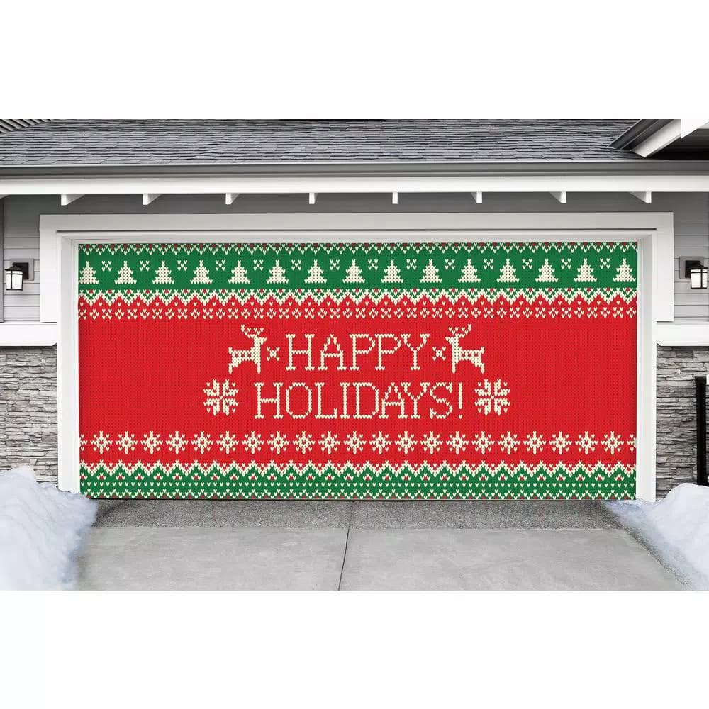 My Door Decor 7 ft. x 16 ft. Ugly Christmas Sweater Garage Door Banner Mural