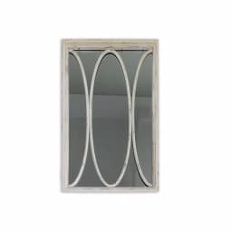 Unbranded Opal Distressed White Wood Framed Wall Mirror - 36 in. x 22 in. Rectangle thumbnail 1