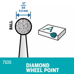 Dremel 11/64 in. Diamond Ball Point Rotary Bit for Wood, Ceramic, Glass, and Hardened Steel thumbnail 3