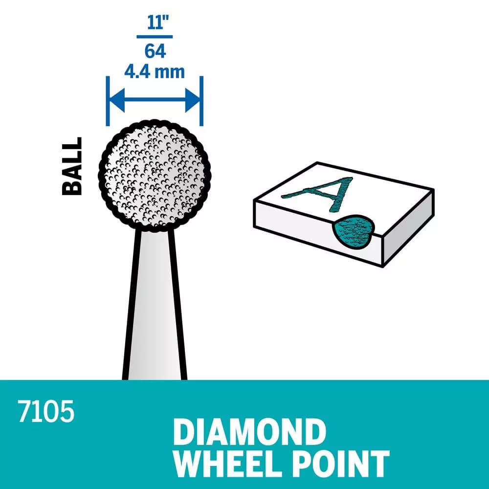 Dremel 11/64 in. Diamond Ball Point Rotary Bit for Wood, Ceramic, Glass, and Hardened Steel