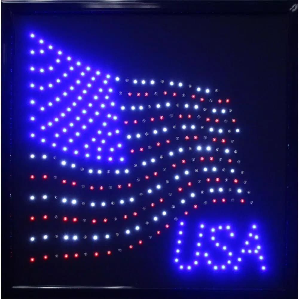 Crystal Art Gallery USA American Flag Framed LED Sign - Animated Patriotic Wall Art