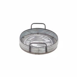 LITTON LANE Distressed Silver Galvanized Iron Decorative Trays with Handles, Set of 2 thumbnail 5