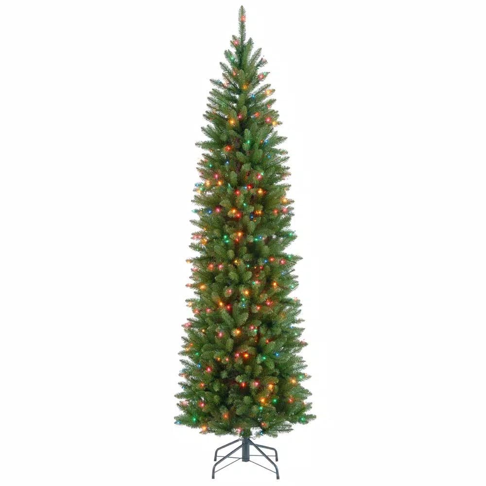 National Tree Company 6.5 ft. Kingswood Fir Pencil Artificial Christmas Tree with 250 Multicolor Lights