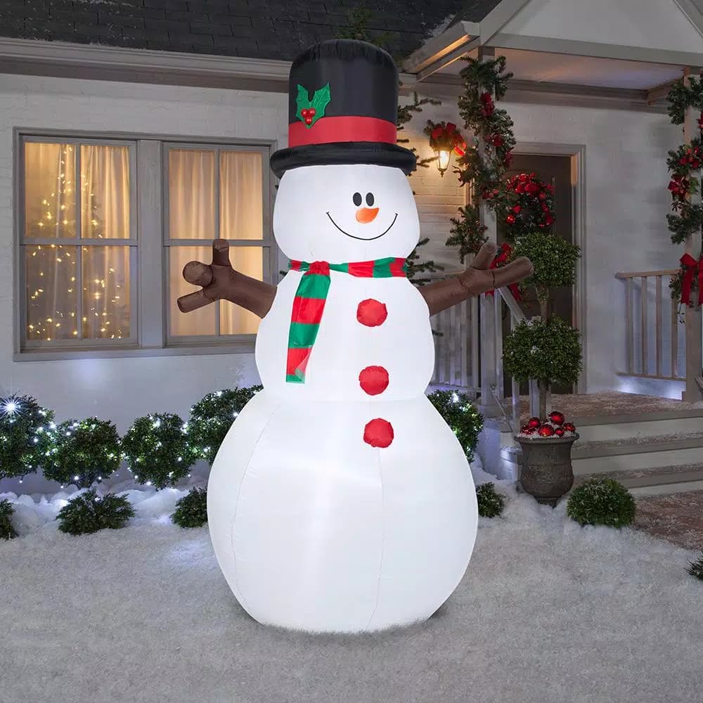 Airblown 5 ft. W x 8 ft. H Inflatable Snowman with Christmas Scarf and Hat, Outdoor Holiday Decor