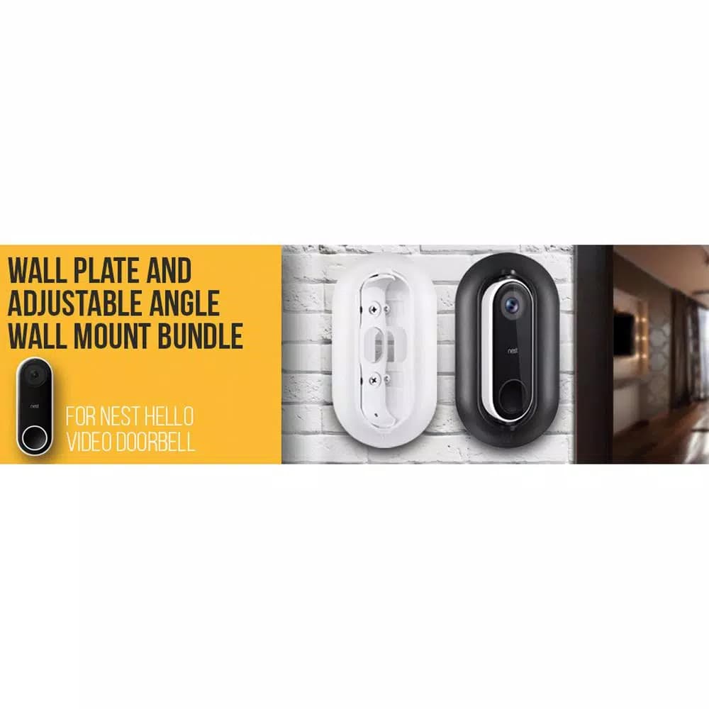 Wasserstein Weather and UV-Resistant Wall Plate and Adjustable Angle Mount Bundle for Nest Hello Video Doorbell