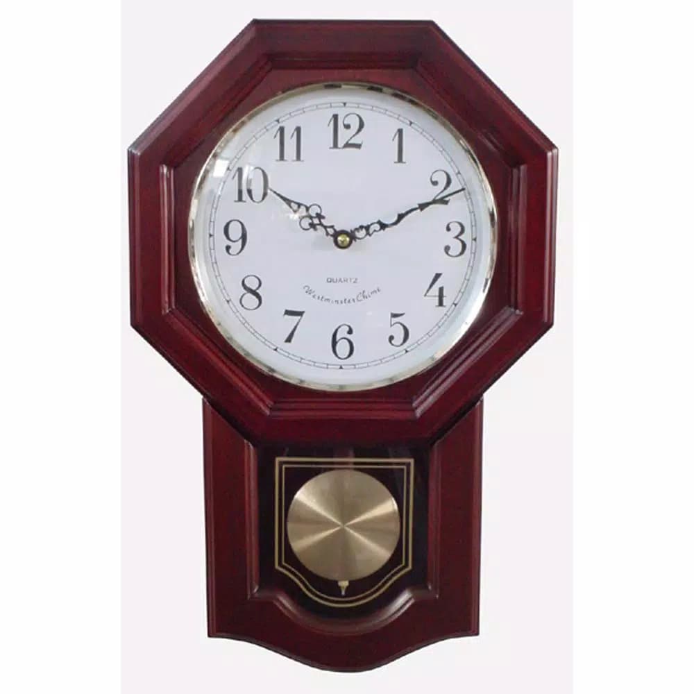 Unbranded Classic Schoolhouse Cherry Wood Wall Clock with Westminster Chime