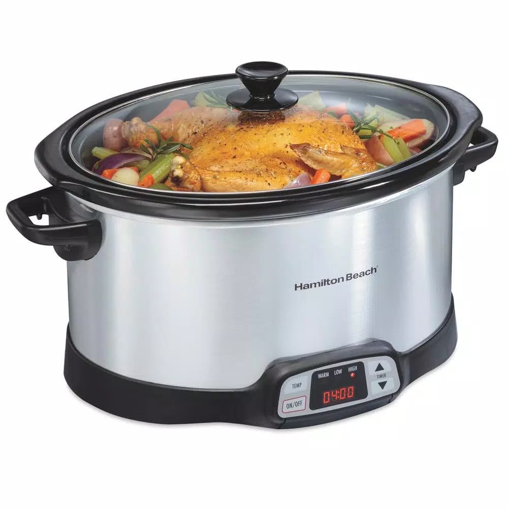 Hamilton Beach 8 Qt. Programmable Stainless Steel Slow Cooker with Timer and Temperature Settings