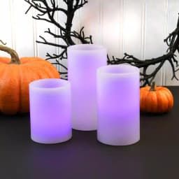 LUMABASE 3-Piece Round Flameless LED Wax Candle Set with Remote Control, Color Changing Pillar Candles thumbnail 4