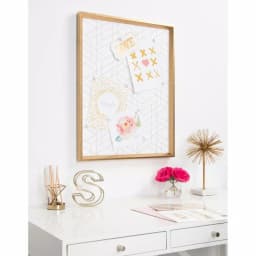 Kate and Laurel Calter Gold Geo Magnetic Memo Board - Gold and White Geometric Patterned Wall Organizer thumbnail 5