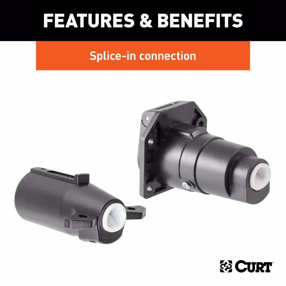 CURT 7-Way RV Blade Connector Plug & Socket Kit with Hardware