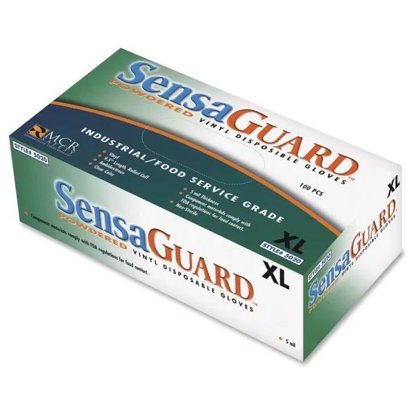 MCR Safety Powdered Vinyl Disposable Gloves, Latex-Free, White, Large, 100 Count