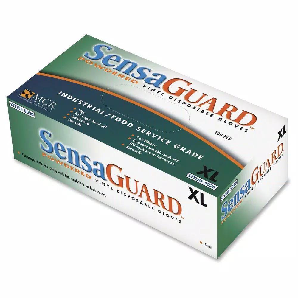 MCR Safety Powdered Vinyl Disposable Gloves, Latex-Free, White, Large, 100 Count