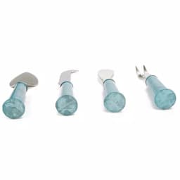 Mind Reader 4-Piece Stainless Steel Cheese Knife Set with Blue Galvanized Handles thumbnail 5