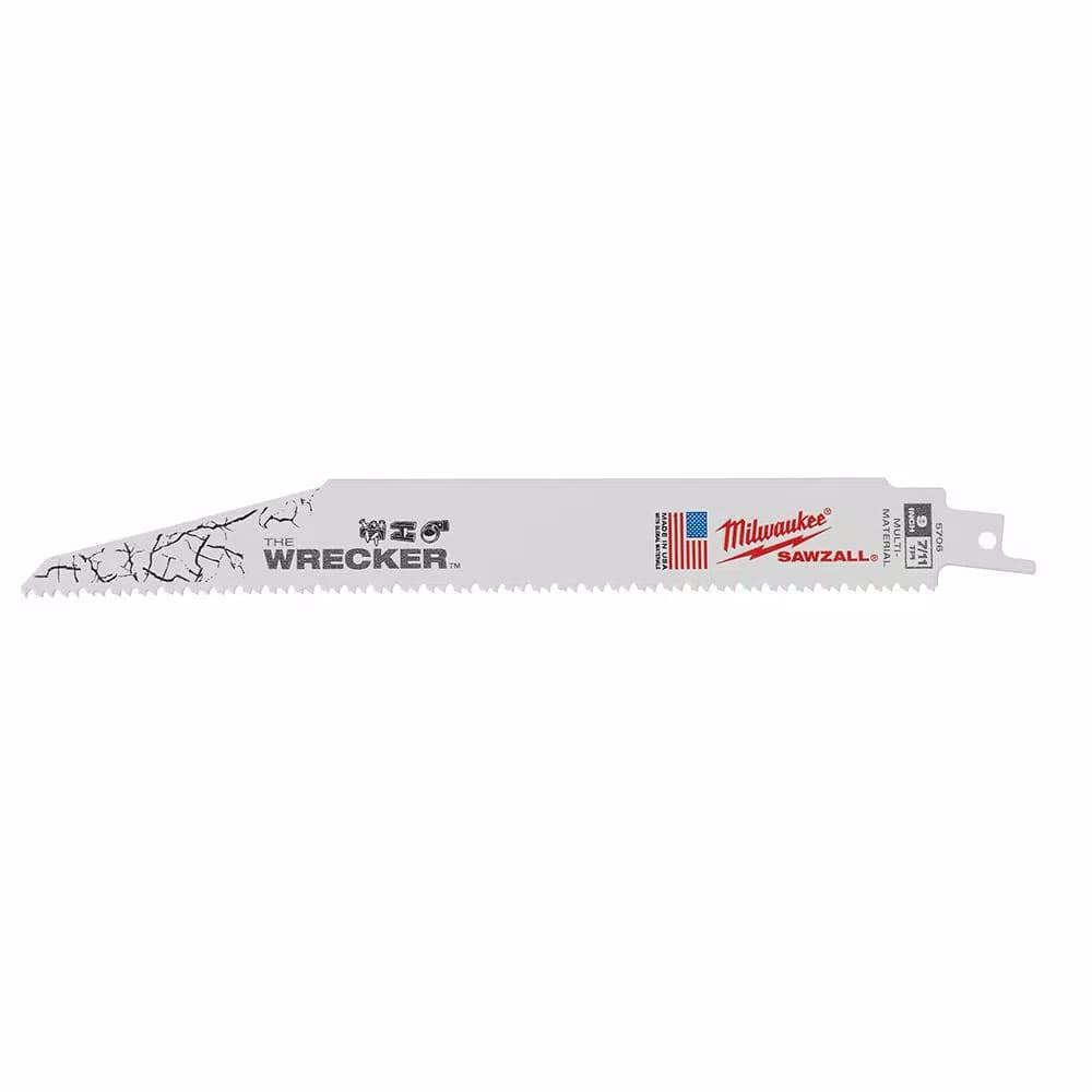 Milwaukee WRECKER 9 in. 7/11 TPI Multi-Material Demolition Reciprocating Saw Blades, 5 Pack