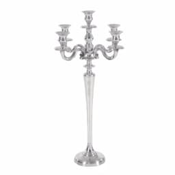 LITTON LANE 24 in. Classic Polished Aluminum Five Light Candelabra with Scrollwork Detail thumbnail 1