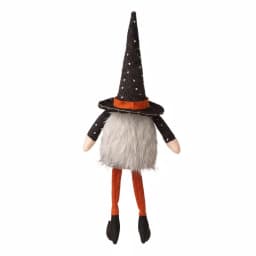 Glitzhome 20 in. Halloween Fabric Gnome Sitter Decor with Posable Hat and Faux Fur Beard thumbnail 6