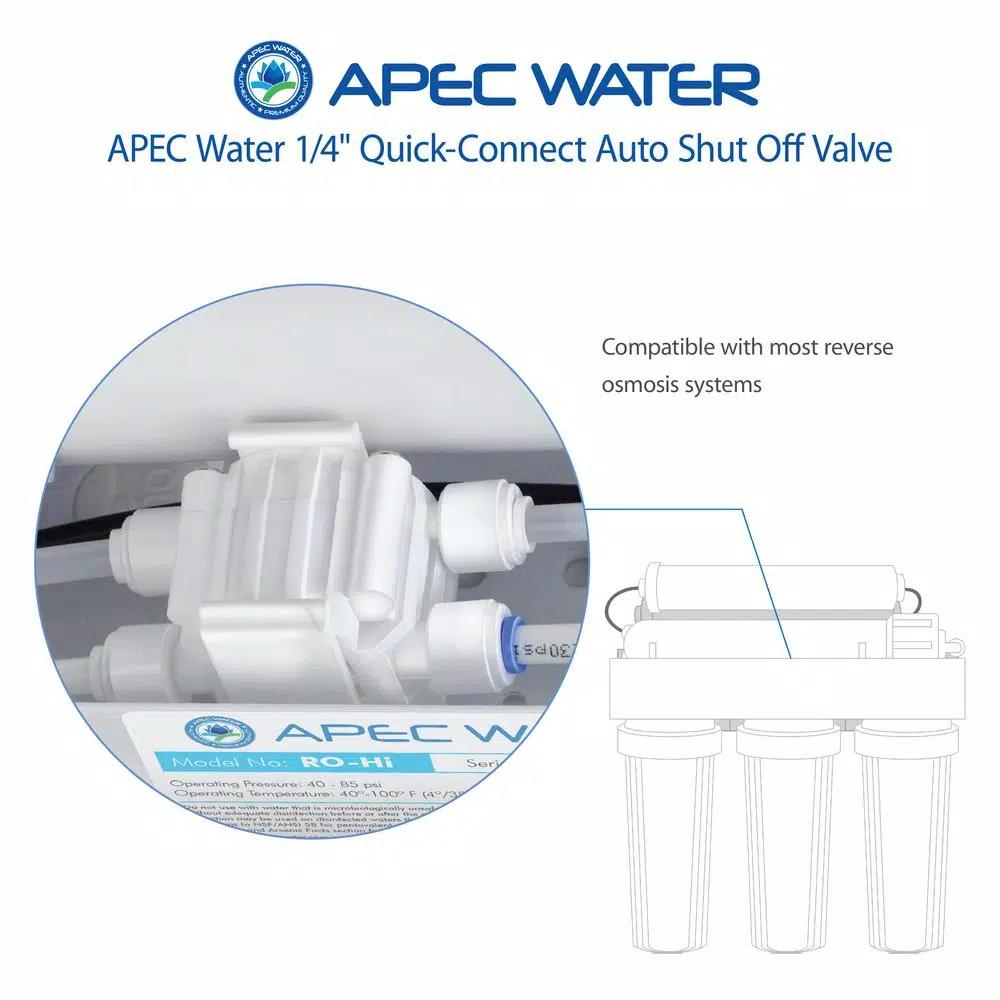 APEC Water Systems APEC Auto Shut Off Valve with 1/4 in. Quick Connect for Reverse Osmosis Water Filtration Systems