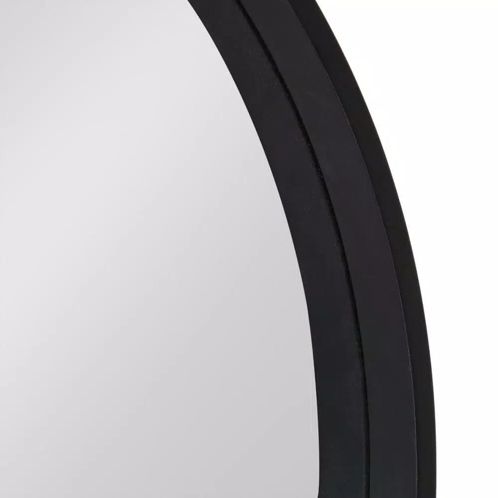 Kate and Laurel Black Contemporary Round Wood Framed Accent Mirror, 25.59 in.