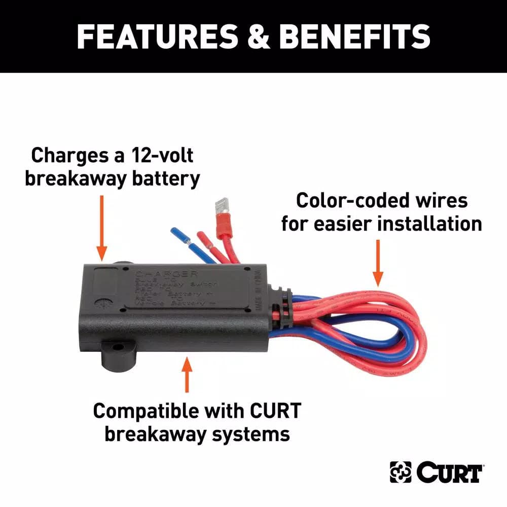 CURT Breakaway Battery Charger Compatible with CURT Soft-Trac 1 and Soft-Trac 2 Systems