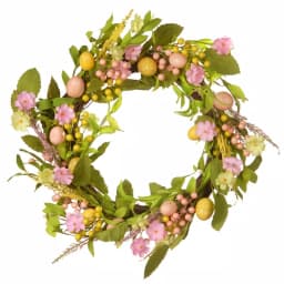 National Tree Company 22 in. Decorated Easter Wreath with Colorful Flowers and Pastel Eggs thumbnail 1