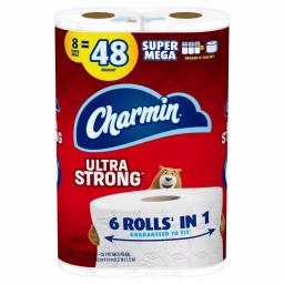 Charmin Ultra Strong Toilet Paper, 8 Super Mega Rolls, 2-Ply White thumbnail 4