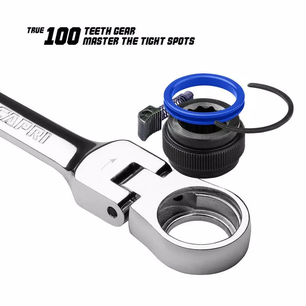 Capri Tools 7-Piece Metric Flex-Head 100-Tooth Ratcheting Combination Wrench Set