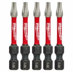 Milwaukee SHOCKWAVE Torx #20 2 in. Impact Duty Steel Screwdriver Bits, 5-Pack thumbnail 1