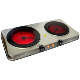 MegaChef 2-Burner Infrared Electric Hot Plate Cooktop, 1700W, Sleek Steel thumbnail 3