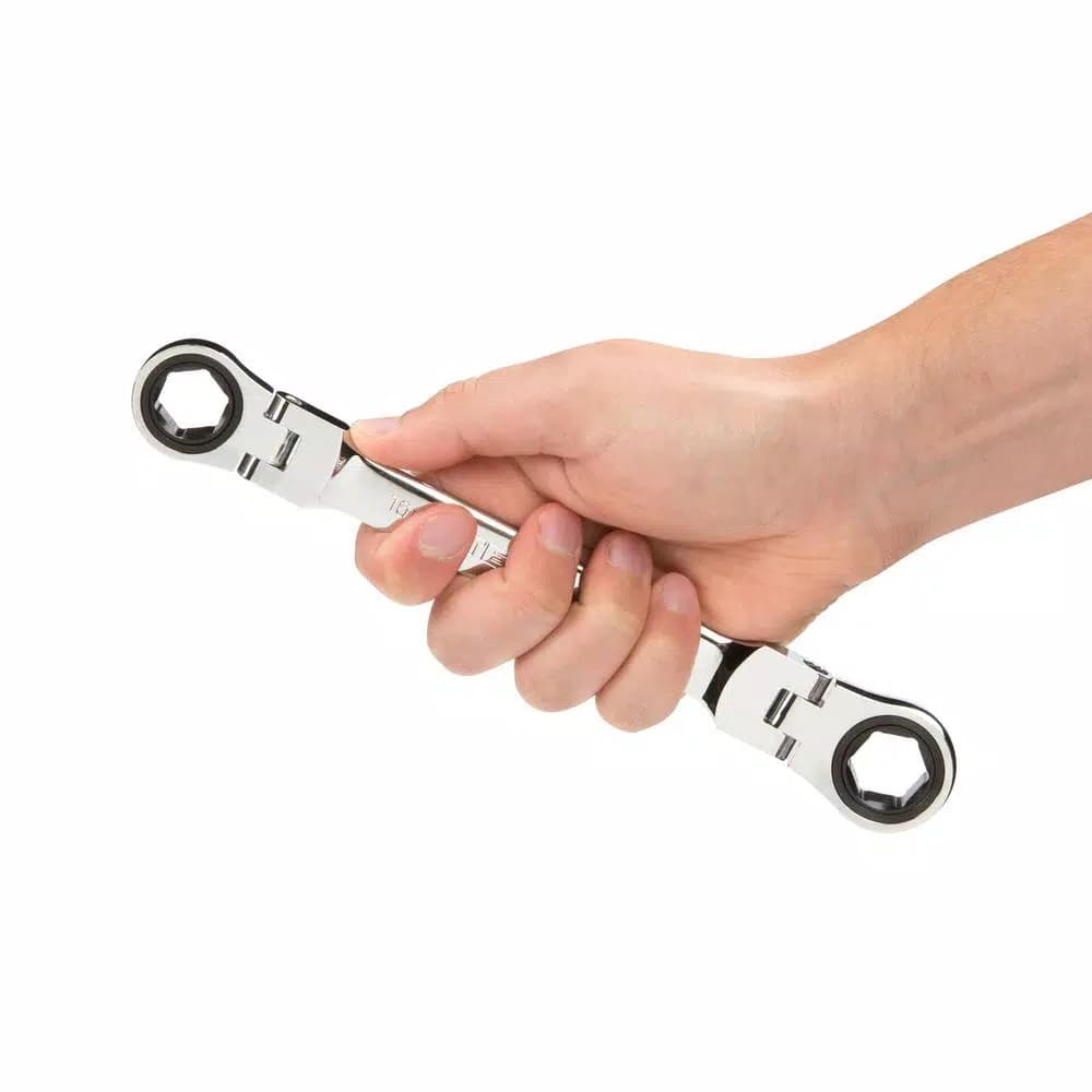 TEKTON 6-Piece Metric Flex-Head Ratcheting Box End Wrench Set, 8-19 mm