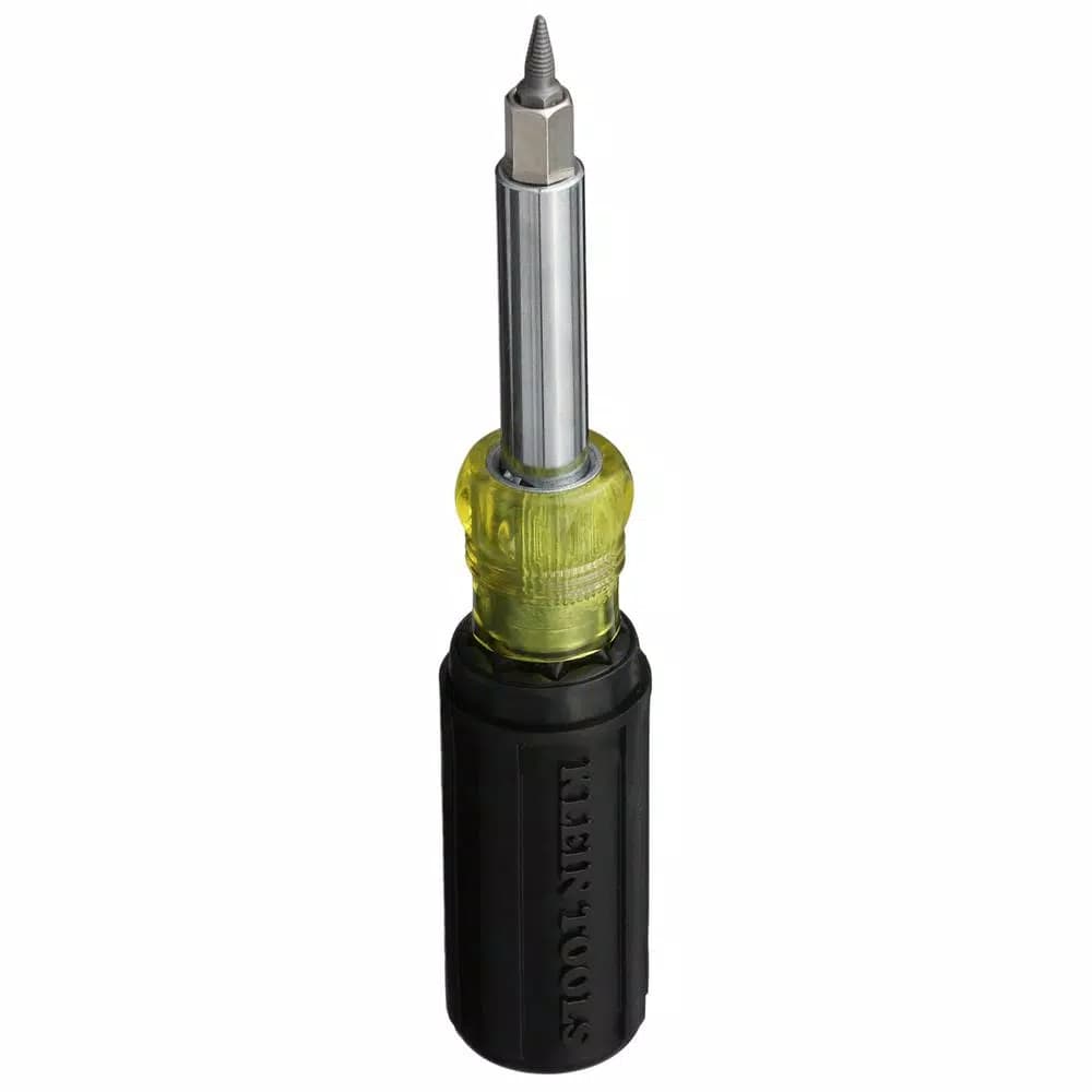 Klein Tools 11-in-1 Multi-Bit Screwdriver and Nut Driver with Schrader Valve Core Tool, Cushion Grip