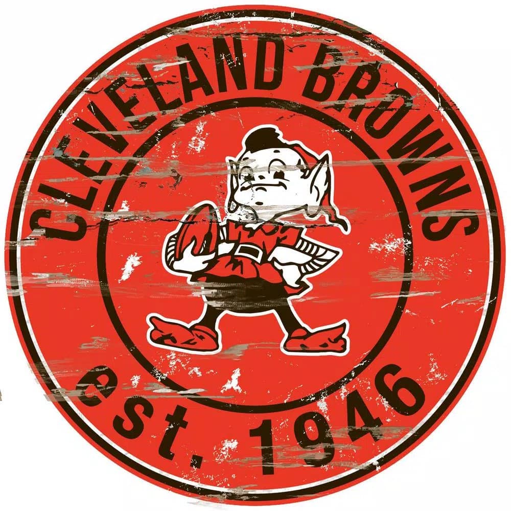 Adventure Furniture Fan Creations 24" NFL Cleveland Browns Round Distressed Wood Wall Sign