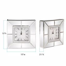 Unbranded Mirrored Table Clock with Beaded Glass Border and Roman Numerals thumbnail 6