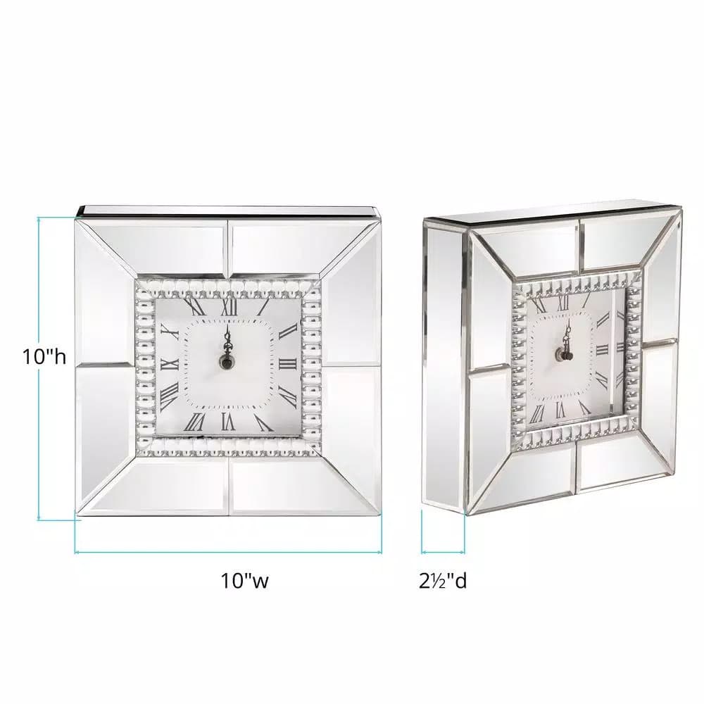 Unbranded Mirrored Table Clock with Beaded Glass Border and Roman Numerals