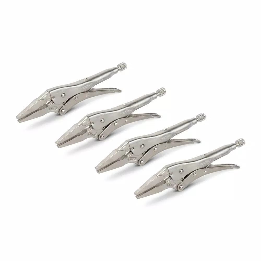 TEKTON 9 in. Long Nose Locking Pliers, 4-Piece Set
