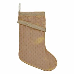 VHC Brands 15 in. Gold and Antique White Tinsel Christmas Stocking - Cotton/Nylon Glam Decor thumbnail 1