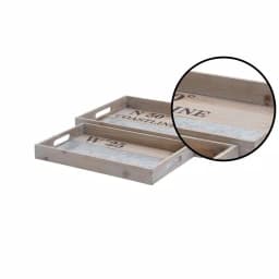 LITTON LANE Coastal Living Rustic Wood & Galvanized Metal Decorative Serving Trays, Set of 2 thumbnail 3