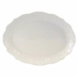 Gibson Home Royal Abbey White Durastone Oval Embossed Ceramic Serving Platter thumbnail 2
