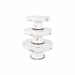 3R Studios Distressed White Metal Cake Stand Set of 3 - Country Cottage Style Pedestals thumbnail 5