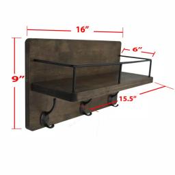 Admired By Nature Brown Wooden Floating Wall Mounted Storage Shelf for Kitchen, Bathroom, and Living Room thumbnail 2