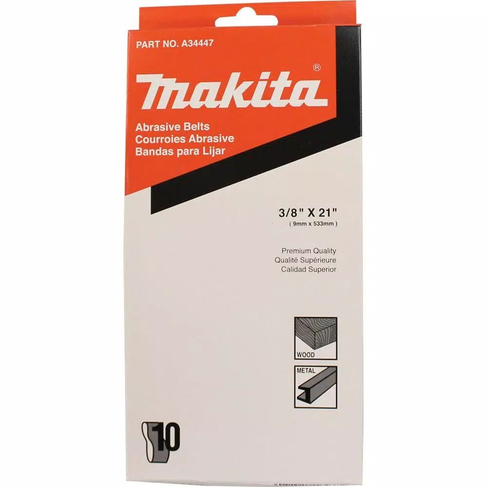 Makita 40-Grit Abrasive Belt 3/8 in. x 21 in. (10-Pack)