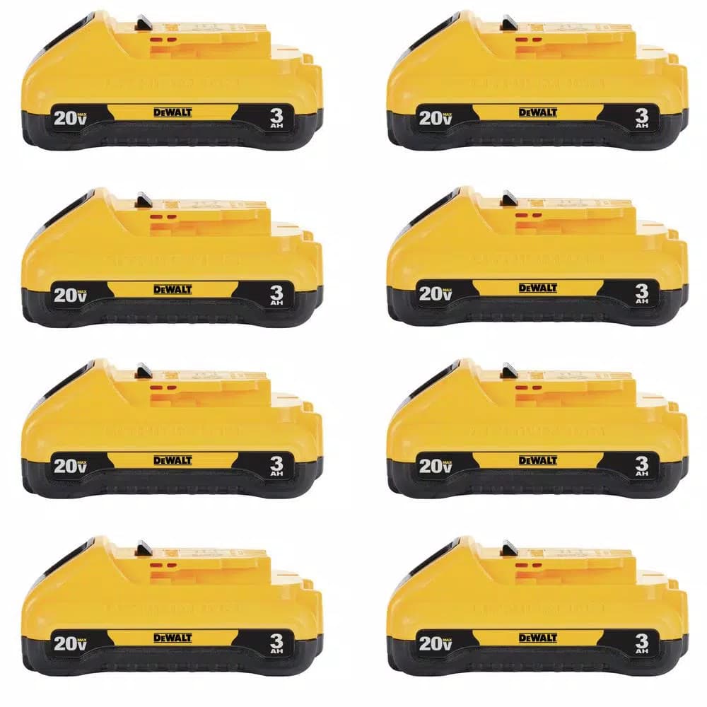DEWALT 20V MAX Compact Lithium-Ion 3.0 Ah Battery Pack, 8-Pack