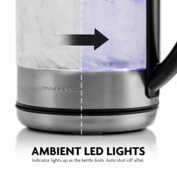 Ovente KG612S 1.7L Glass Electric Kettle, 1500W Silver Stainless Steel with Blue LED Light thumbnail 7