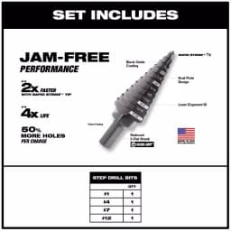 Milwaukee Black Oxide Step Drill Bit Set, 4-Piece thumbnail 2