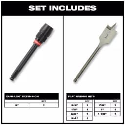 Milwaukee 8-Piece Universal QUIK-LOK Spade Bit Set with 6 in. Extension thumbnail 2