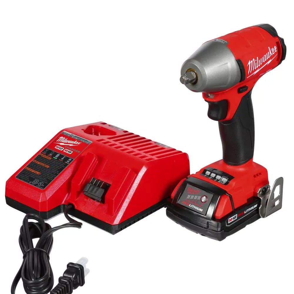 Milwaukee M18 FUEL 3/8 in. Compact Impact Wrench Kit w/ (2) 2.0 Ah Batteries & Charger