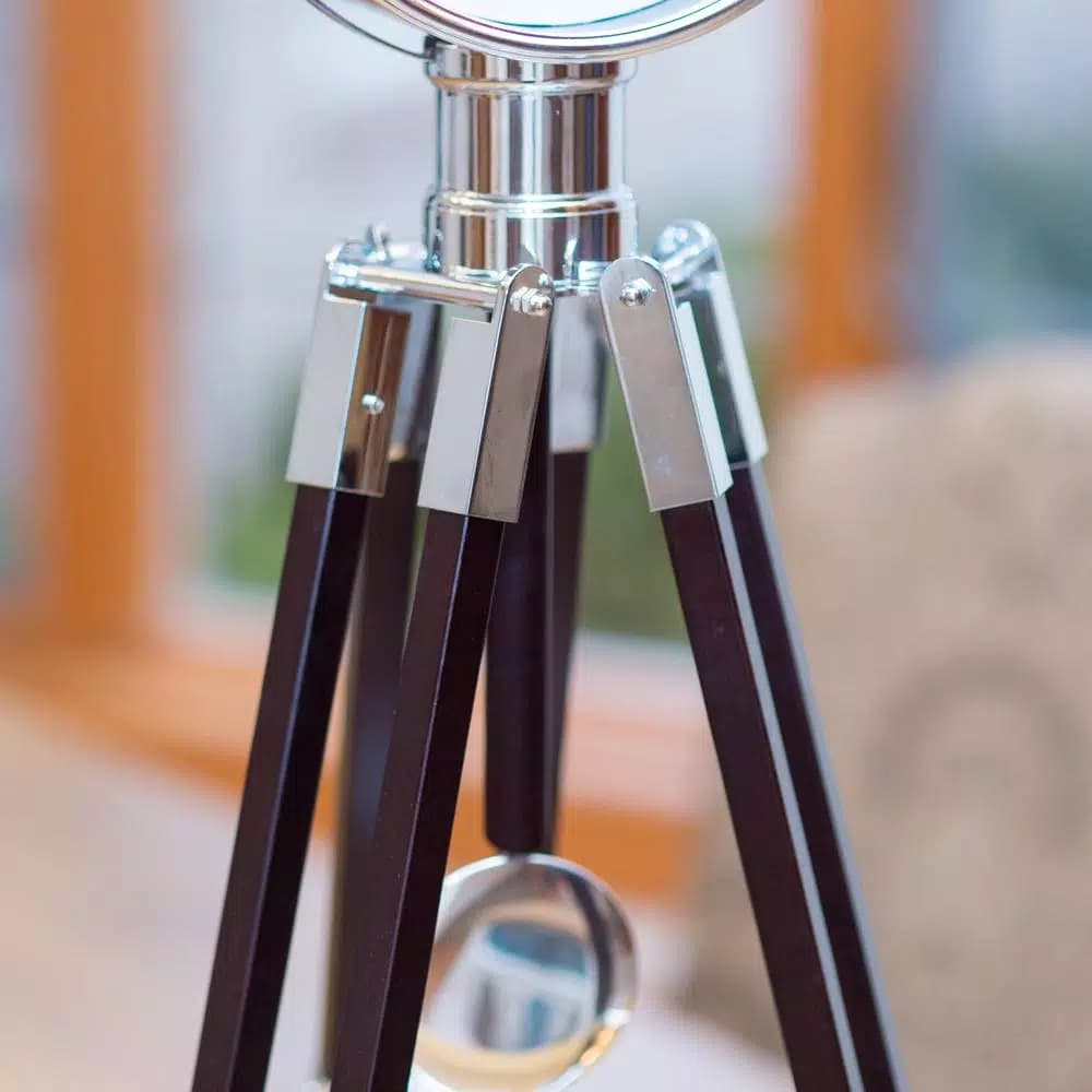 FirsTime 28 in. Tripod Pendulum Tabletop Analog Clock - Chrome and Espresso
