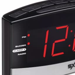 SXE Black Digital LED Clock Radio with Dual Alarms and Battery Backup thumbnail 3