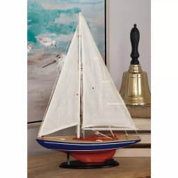 LITTON LANE 26 Inch Rustic Wooden Sailing Ship Model - Coastal Birch Wood Sculpture with Fabric Sails thumbnail 1
